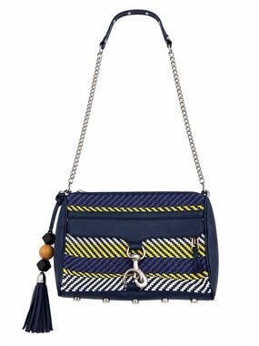 Rebecca Minkoff Navy Woven Leather Crossbody/Shoulder Bag with Tassel Charm